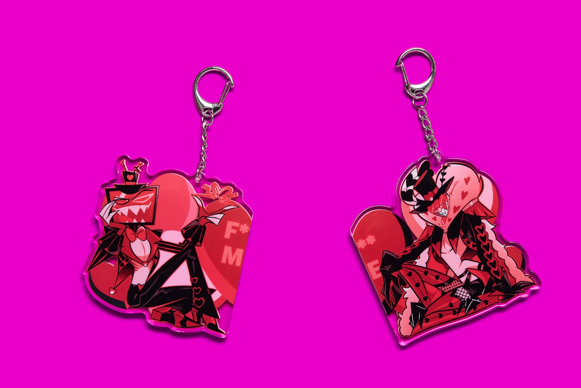 Hazbin Hotel Vox & Valentino Valentine's Keychain Set