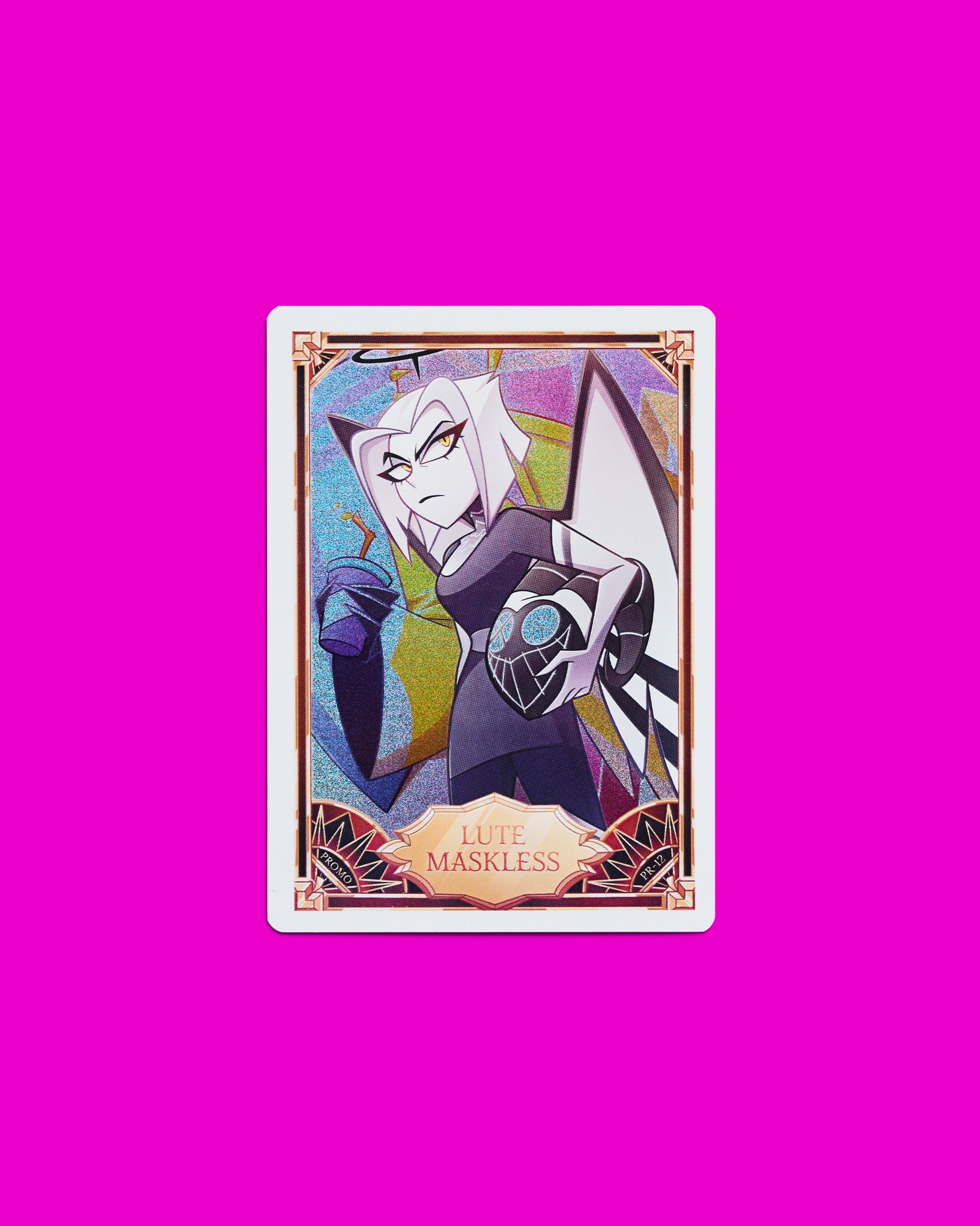 Hazbin Hotel Trading Cards Lute Maskless Cracked Ice Promo Card
