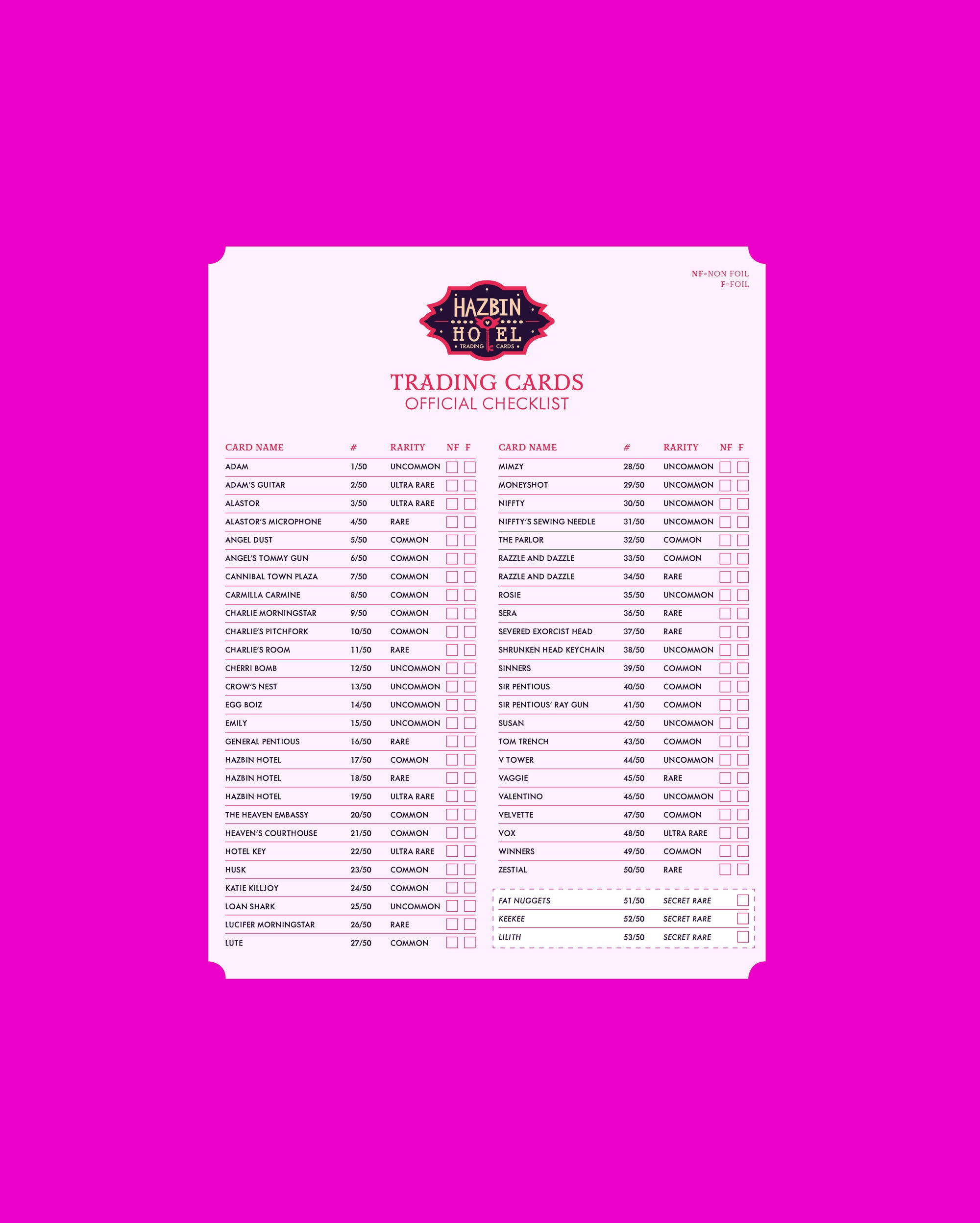 Hazbin Hotel Trading Cards Official Checklist | Hazbin Hotel Hazbin Hotel Trading Cards Official Checklist | Hazbin Hotel